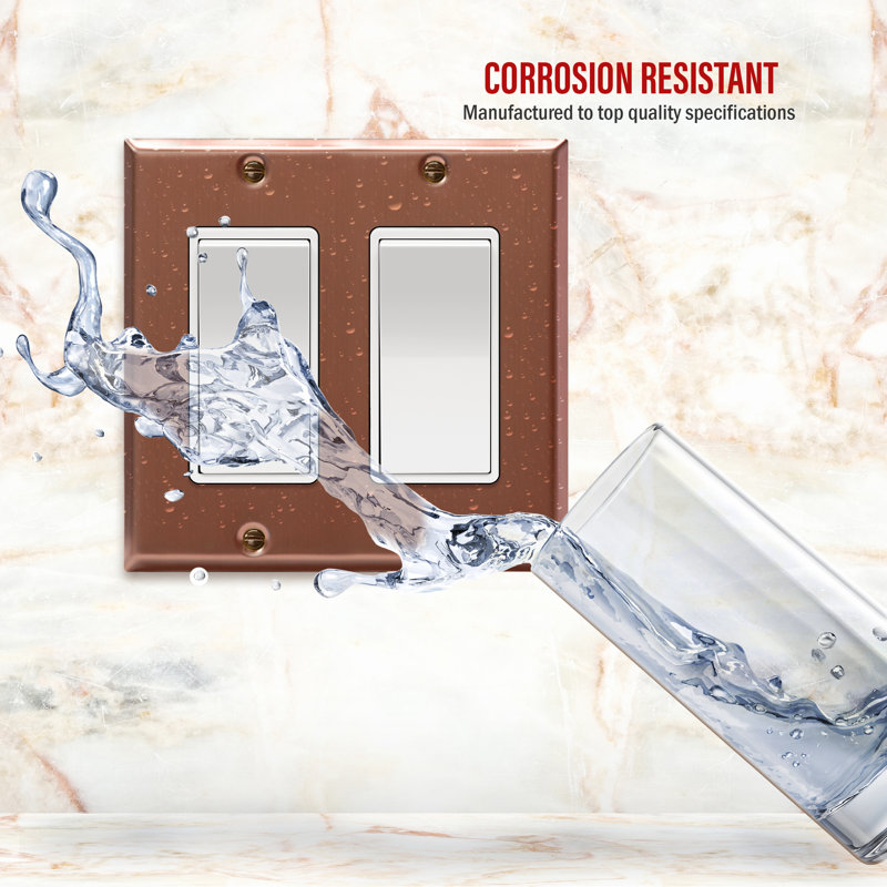 2-Gang Brushed Rose Gold Stainless Steel Wall Plate Set