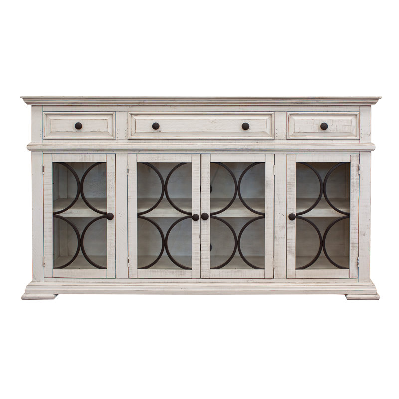 Console Culbertson avec 4 portes en verre et 3 tiroirs