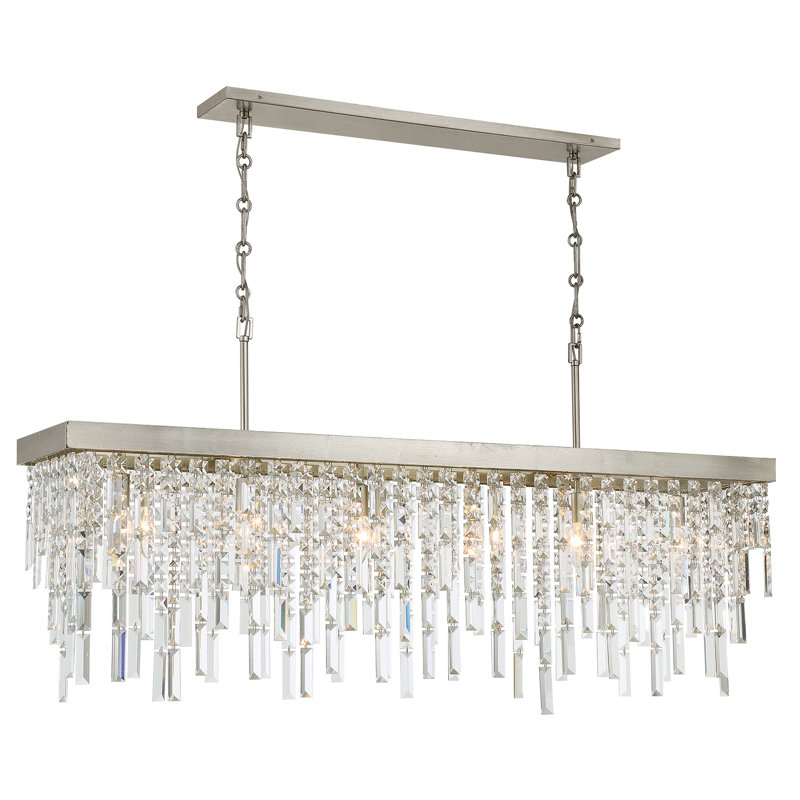 Lustre linéaire argenté antique 6 lumières Meily