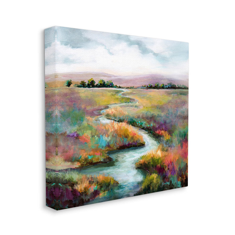 Art mural sur toile, "Vivid River Flowing", Karen Hale, L 17 po x H 17 po x P 1,5 po, Toile tendue