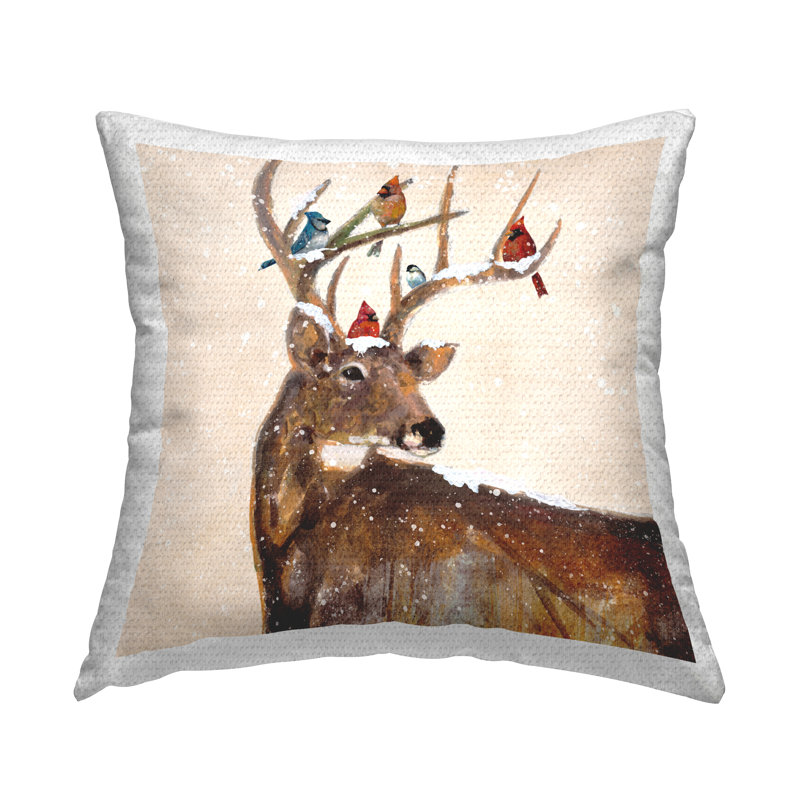 Coussin d'extérieur imprimé Snowy Birds Perché