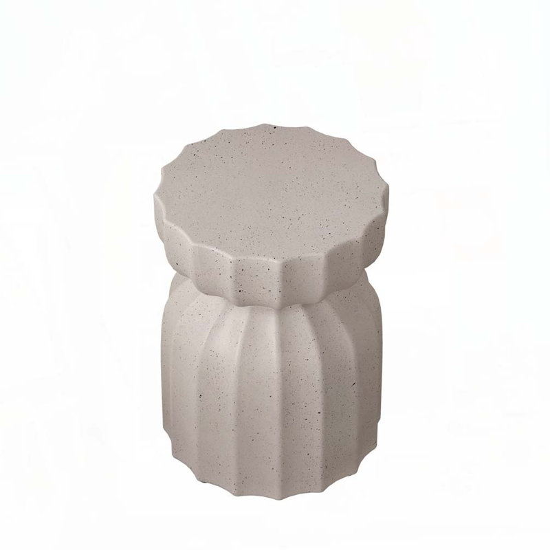 Patio Cement Side Table, White