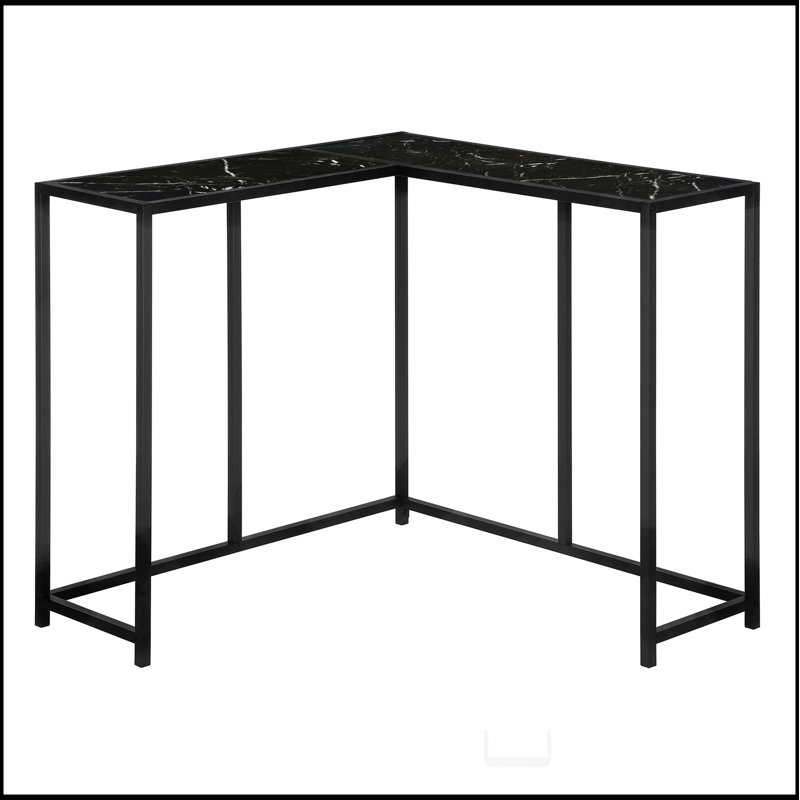 Table d'appoint, console, vestibule, étroit, d'angle, stratifié marbré, métal, Noir