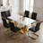 Modern Glam Rectangle Faux Marble 7-Piece Dining Set with Faux Leather Cantilever Chairs-1561072165-1562151069