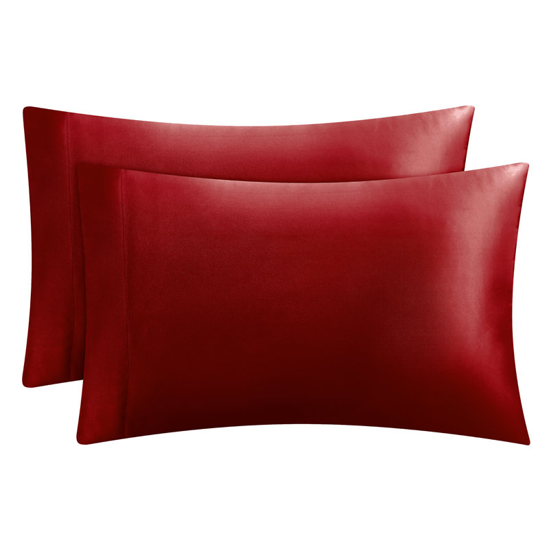 Juicy Couture Silky Satin Pillows Case Sets with Envelope Closure, King Pillowcase, Red