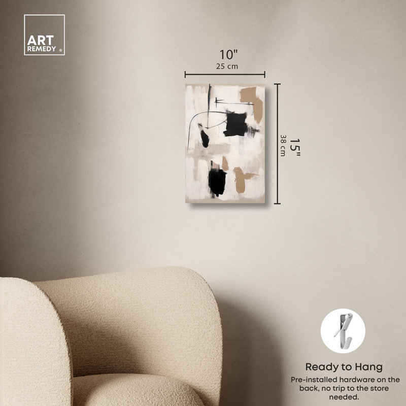 Muted Abstract Canvas Wall Art in Black and Beige