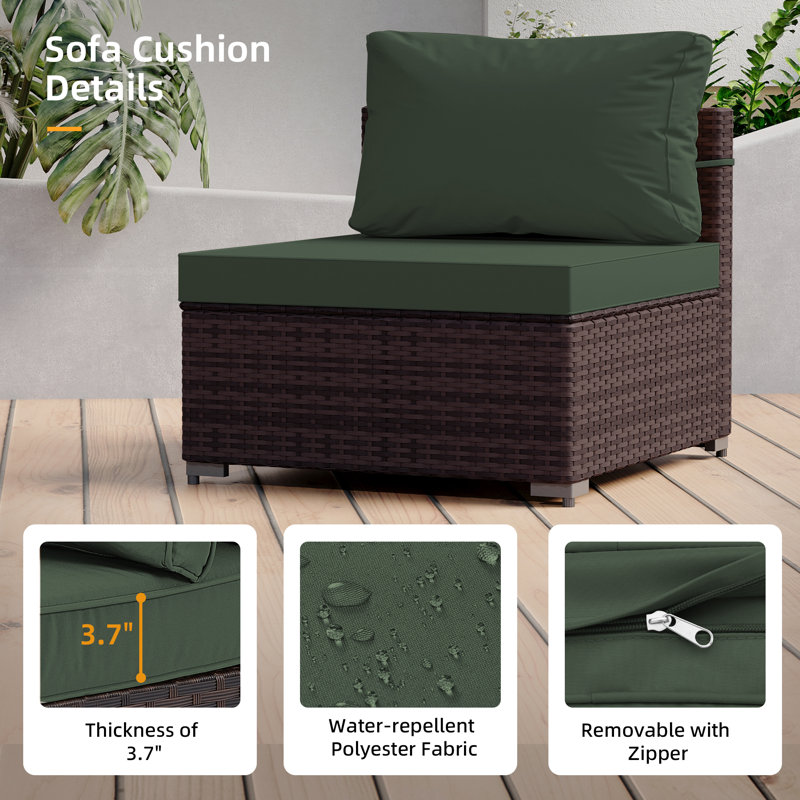 Corinne Premium All-Weather Wicker 4 - Person Modular Patio Conversation Set with Cushions, Green