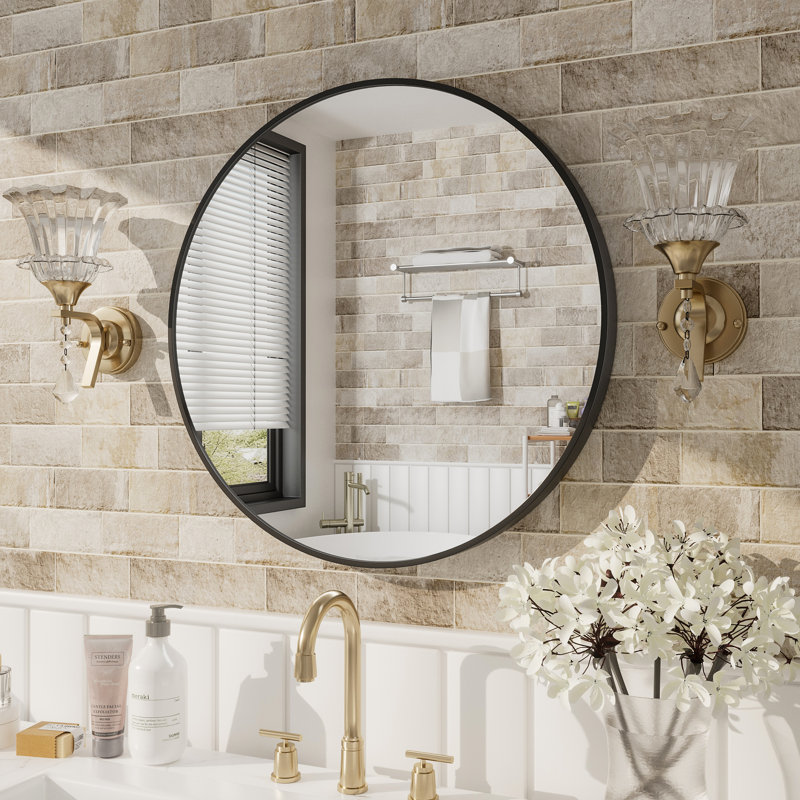 Miroir de salle de bain Molly Easy, 18 po x 18 po, Noir
