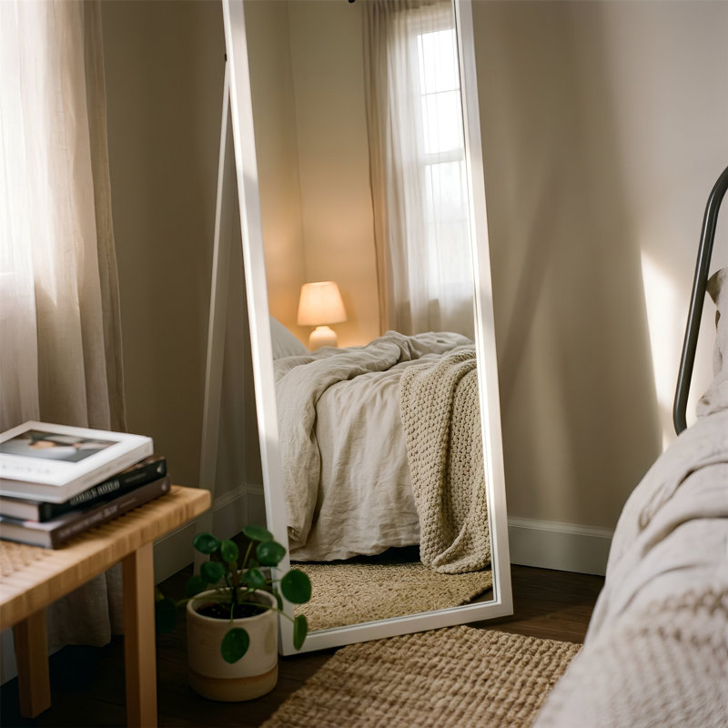Harbour Housewares Square Full-Length Mirror - Freestanding Mirror for Bedrooms & Hallways, White
