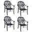 Chaise de patio en fonte d'aluminium 4 pièces avec cadre noir et coussins bruns (Identique à W1710S00504)-1340207101