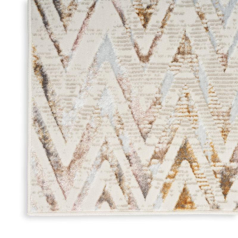 Glitz  Chevron Multicolor Area Rug, Rectangle 5'3" x 7'3"