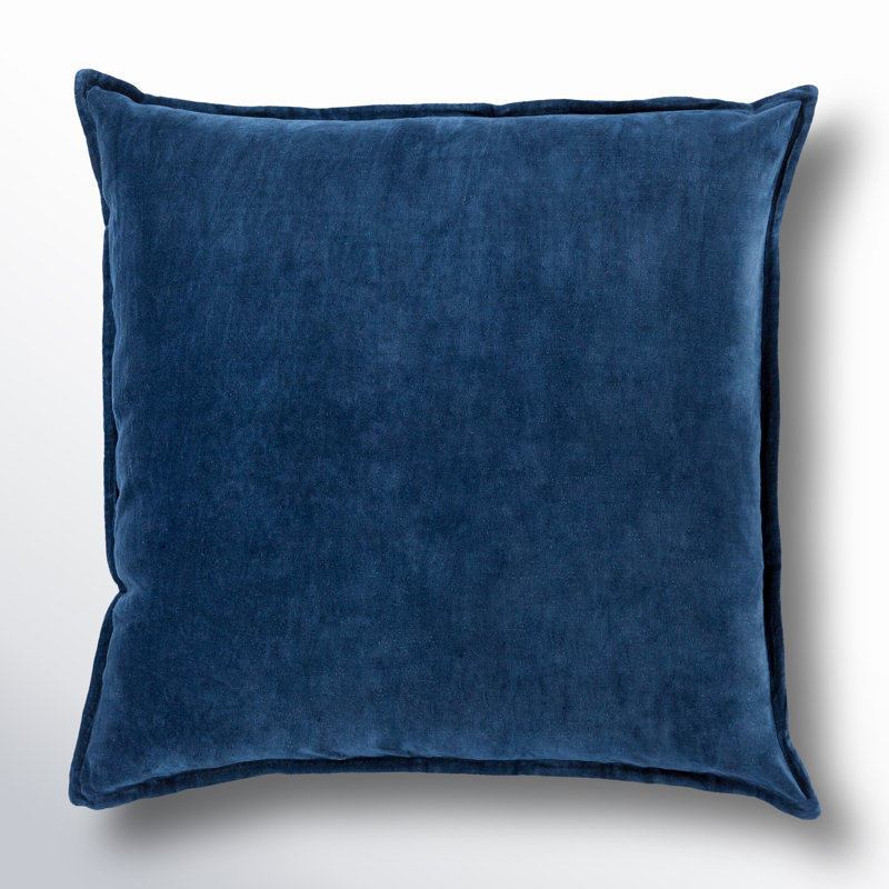 Oreiller 100% coton Edgar Square, Marine, Housse de coussin seulement - sans coussin, H 22 po x l 22 po