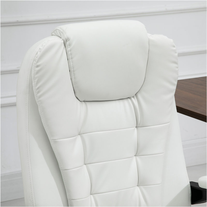 Fauteuil de massage vibrant à 7 points Vinsetto, fauteuil inclinable de direction haut dossier avec soutien lombaire, Blanc