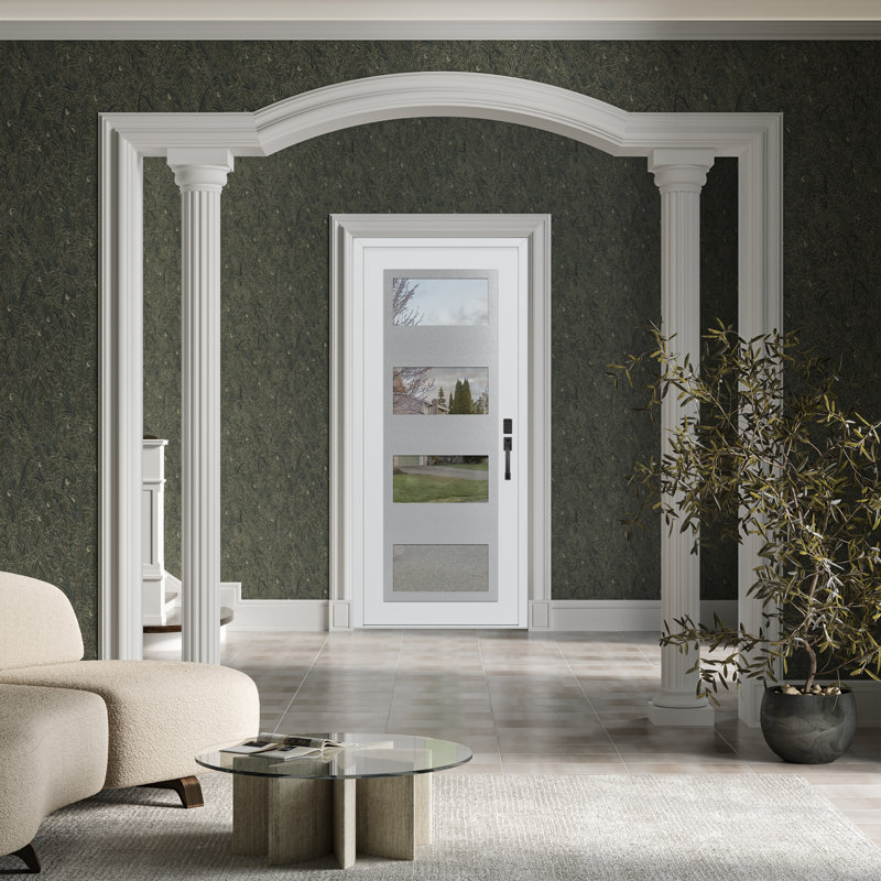 Porte d'entrée pré-suspendue blanc / blanc, Gauche, Clair