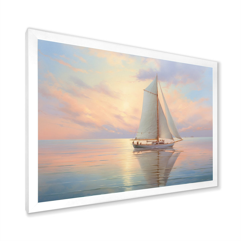 Sailboat Sailing Serenade II - Sailing Boat Wall Art Prints, H 30 po x l 40 po x P 1,5 po, Cadre simple blanc