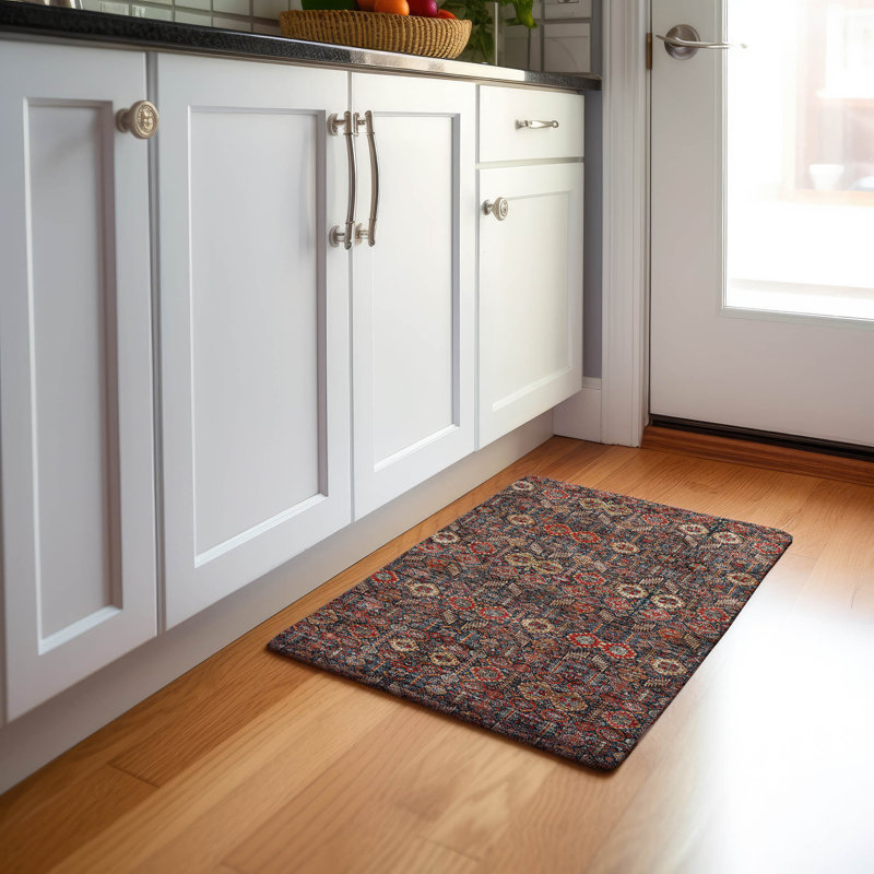 Premium Machine Washable Cerrito AMF574 Red Rug, Rectangle 1'8" x 2'6"