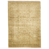 Hand Knotted Wool Area Rug in Green And Brown