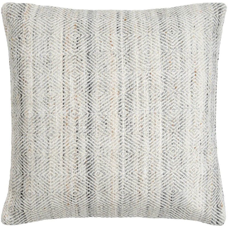 Housse et insert de coussin décoratif carré intérieur / extérieur Boulder, Gris / noir / crème, H 20 po x l 20 po