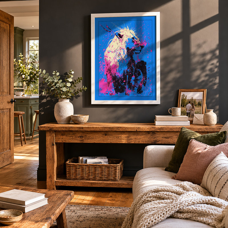 Painted Llama Modern - Print, A1 - 84.1 x 59.4 cm, White