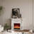 White Solid Wood Electric Fireplace