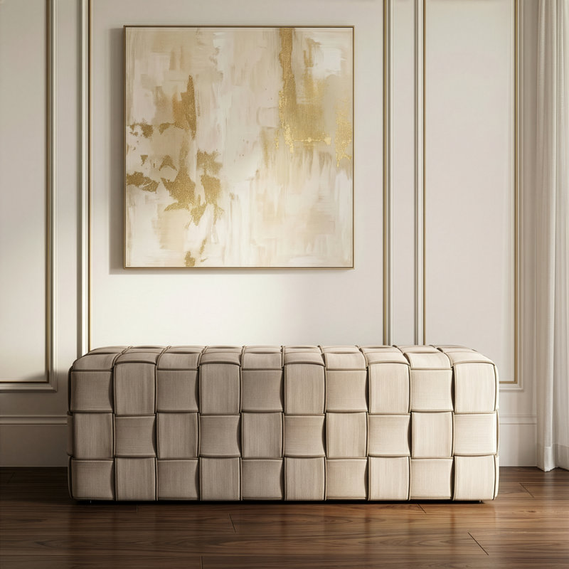 Rousey - Banc en tissu taupe moderne