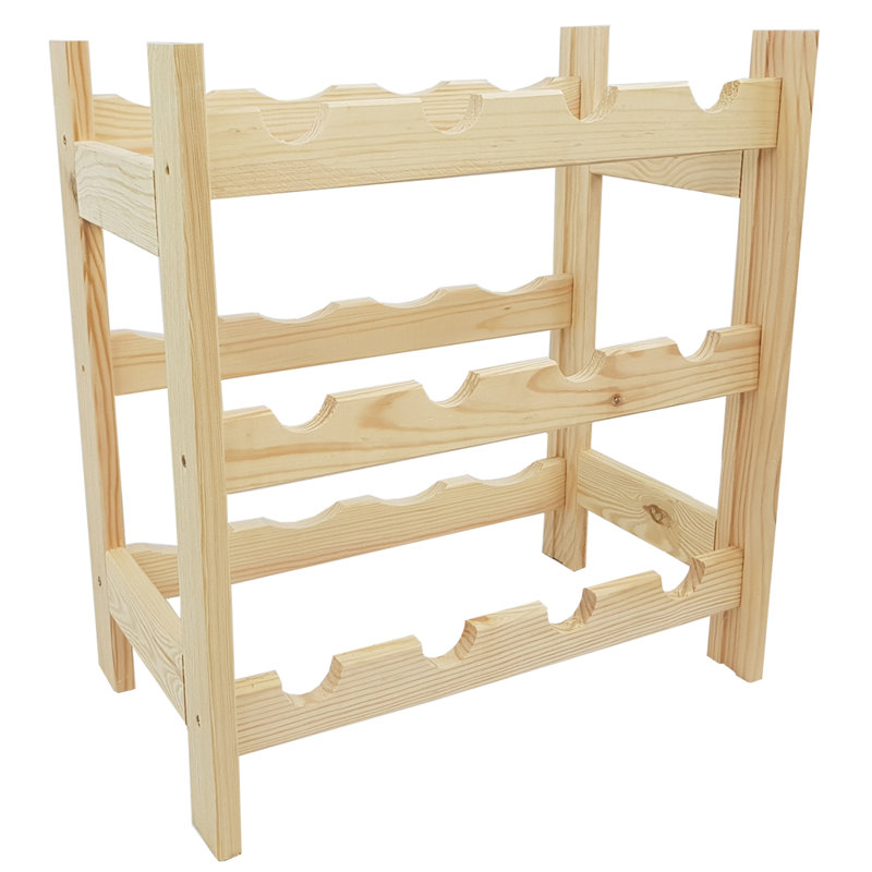 Janice Floor Wine Bottle Rack, Natural Brown