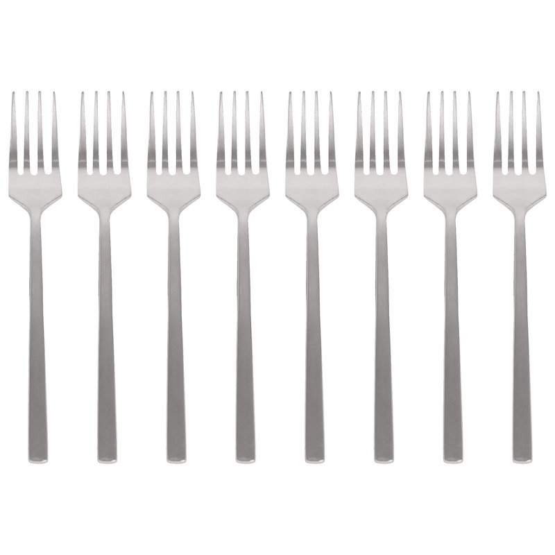 Argon Tableware - Stainless Steel Cake Forks - Set of 8, Silver