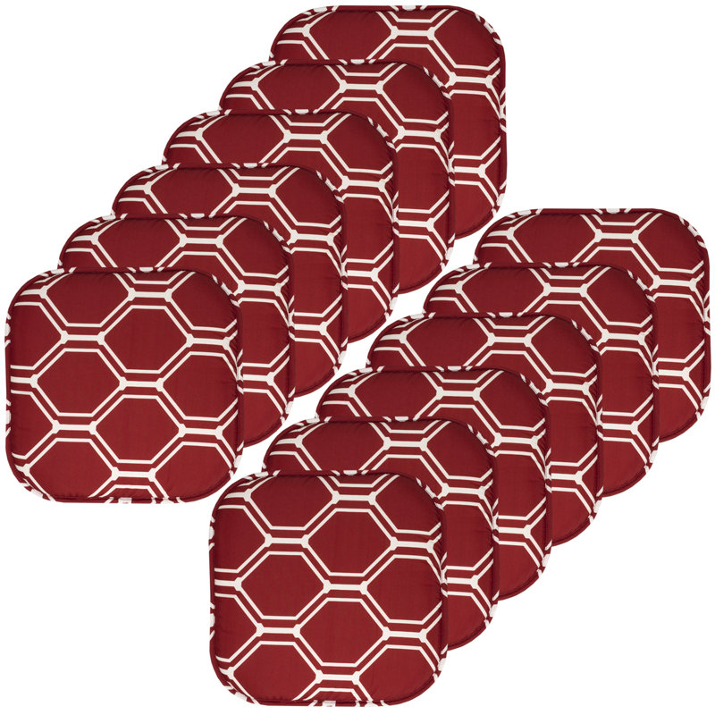 Coussin de coussin de chaise en mousse viscoélastique hexagonale 16 po x 16 po Mirage, Vin / blanc, Paquet de 12
