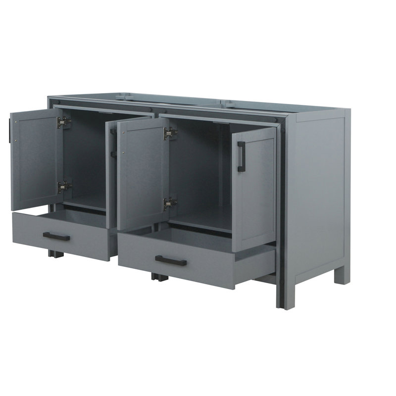 Double Bathroom Vanity with Wood Top, Dark Grey