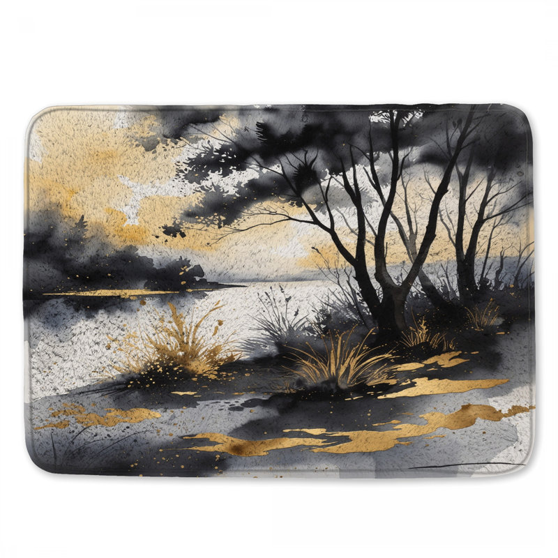 Tapis de bain noir et noir, L 24 po x L 17 po