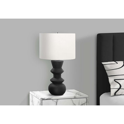 Lighting, H 26 po, céramique noire, abat-jour ivoire / crème, contemporain