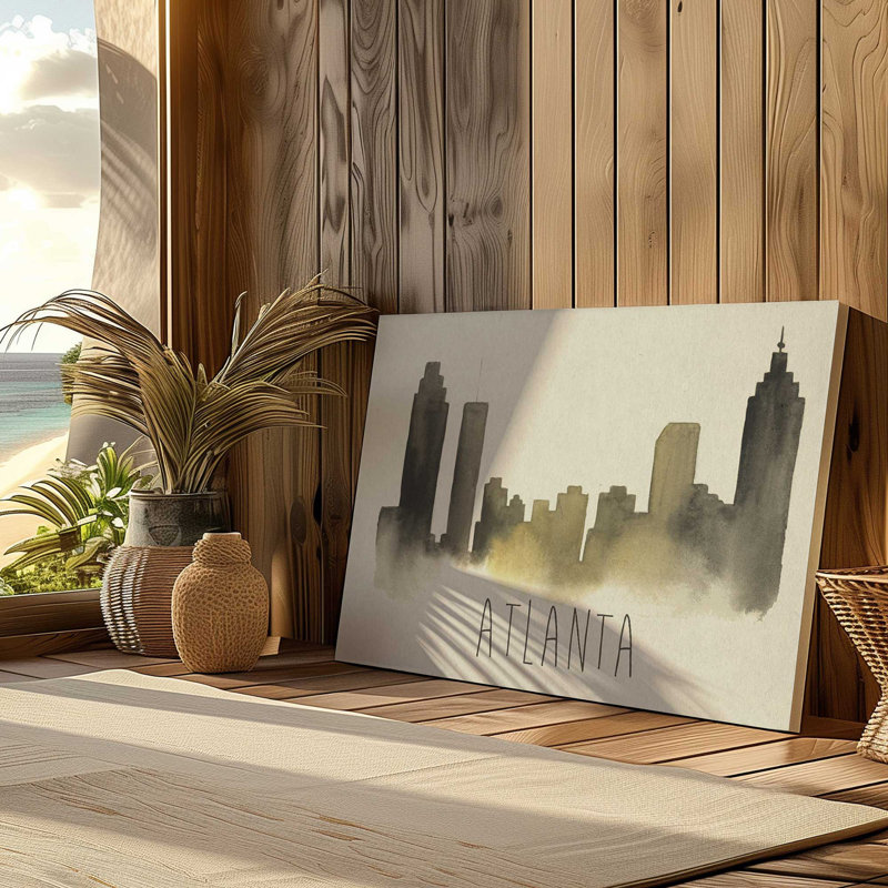 Atlanta Skyline Silhouette, 20.75" H x 30.75" W, Stretched Canvas, Wrapped Canvas