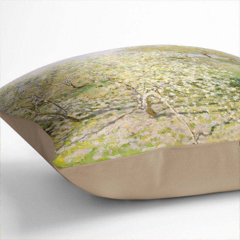 Spring Fruit Trees in Bloom Scatter Cushion, 40cm H x 40cm W x 15cm D, Stone