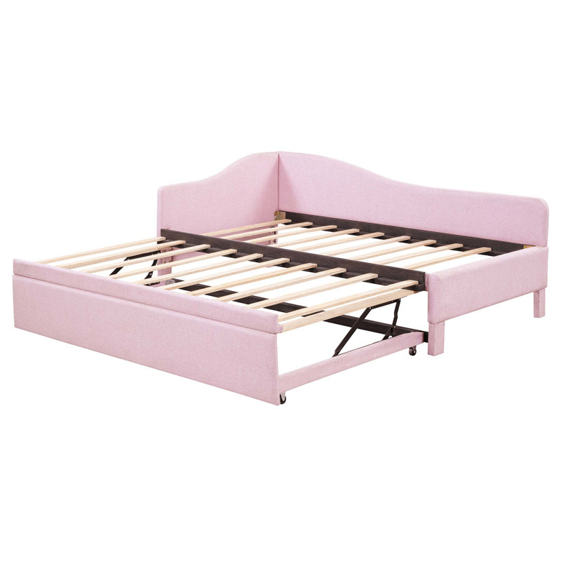 Upholstered L-Shaped Daybed With Pop Up Trundle