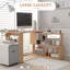 Bureau d'angle en L, bureau à domicile rotatif à 360 degrés avec tablettes de rangement, poste de travail de table d'écriture