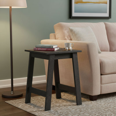 Small, Square, Black-Finish Wooden Side Table; Versatile And Easy To Place In Living Rooms, Hallways, And Bedrooms; Simple And Practical For Home Use.