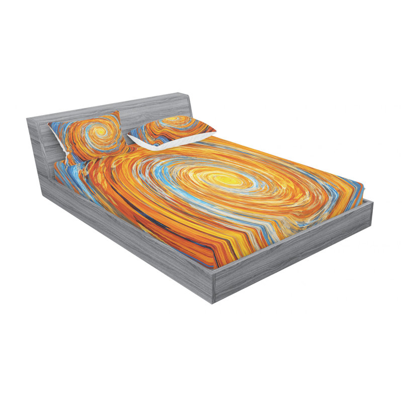 Ensemble de draps Hippie Vortex, Ensemble de draps pour grand lit avec 2 taies d'or