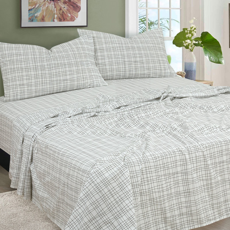 Ensemble de 4 valises pour chambre Anabiah, Ensemble de draps pour lit simple + drap-housse + 