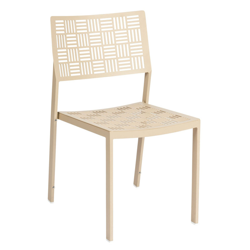 Chaise d'appoint empilable pour patio, Toile Sunbrella® beige chiné, Blanc patiné