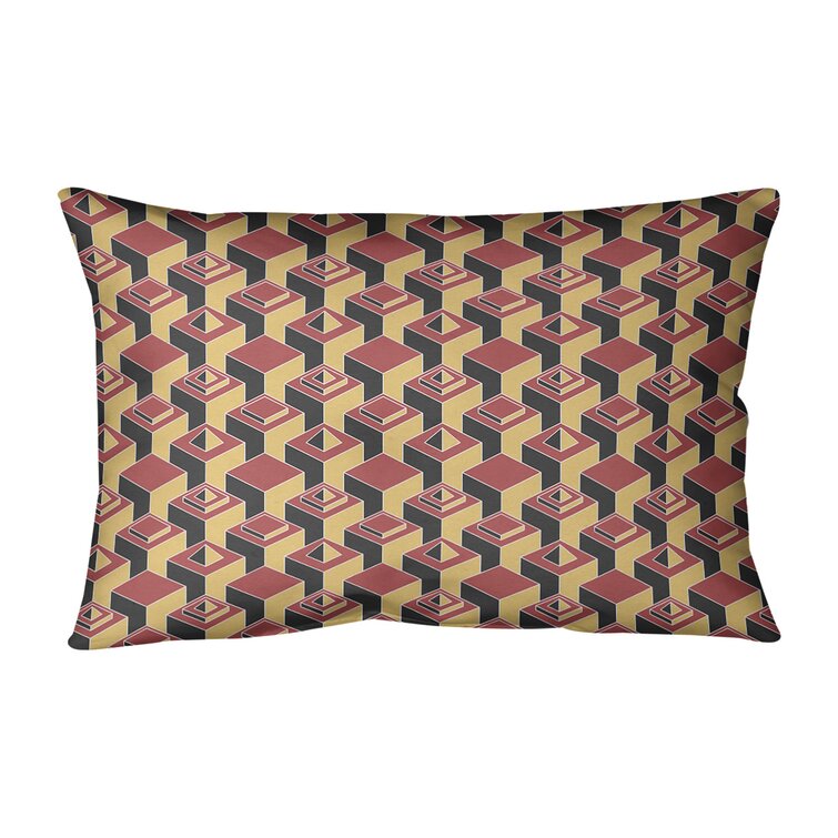 Geometric Cotton Blend Reversible Throw Pillow