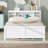 Full Size Platform Bed With Storage Headboard, Usb, Wood Bedframe With Twin Size Trundle And 3 Drawers,  For Kids Teens Boys Girls, No Box Spring Needed, Easy Assembly, White-1378605133-1378605130