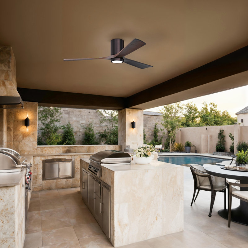 Olivier Ceiling Fan with LED Lights, Walnut, Brushed Bronze, 60"