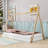 Twin Size Wooden Tent Floor Bed with Triangle Structure-1506752107
