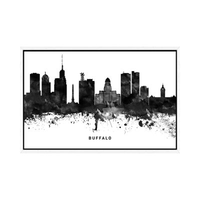 Buffalo Skyline Black And White - Print on Canvas