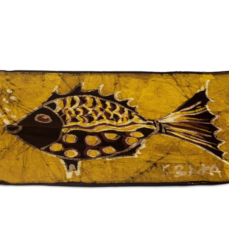Rosecliff Heights Handmade Bubbly Fish Cotton Batik Table Runner