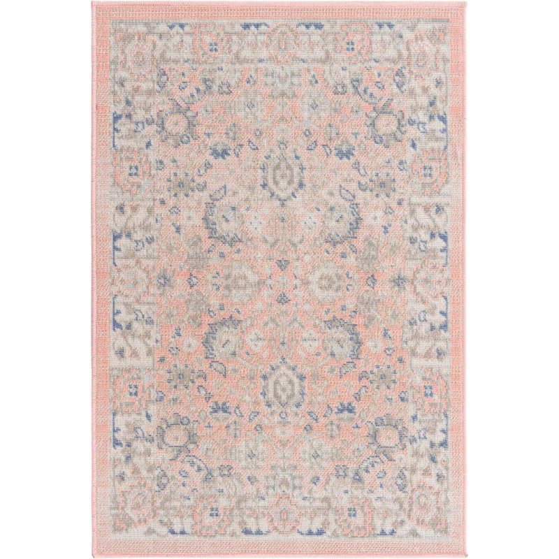 Tapis oriental rose poudre Exann, Rectangle 2 pi 2 po x 3 pi 1 po