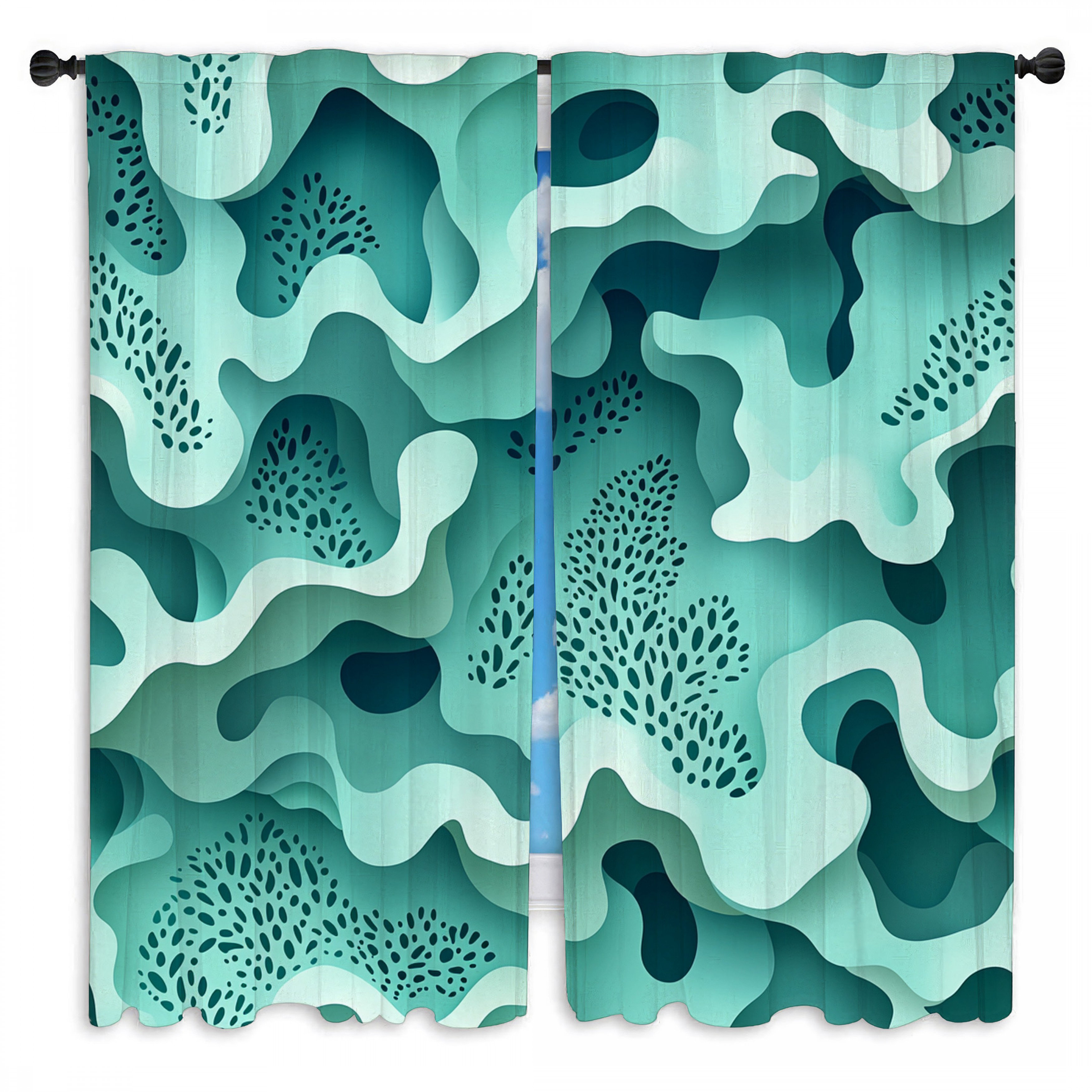 Dakota Fields Coral Reef Window Curtains Nature Tropical Drapes - 2 ...