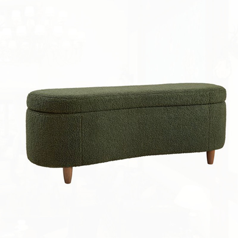 Boucle Flip Top Storage Bench, Green