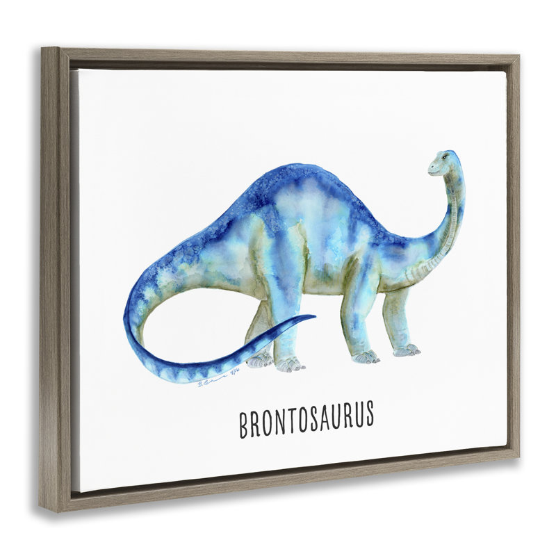 «Brontosaurus Dinosaur Apprendre» par Brett Blumenthal, H 25 po x l 31 po, Encadrement brun