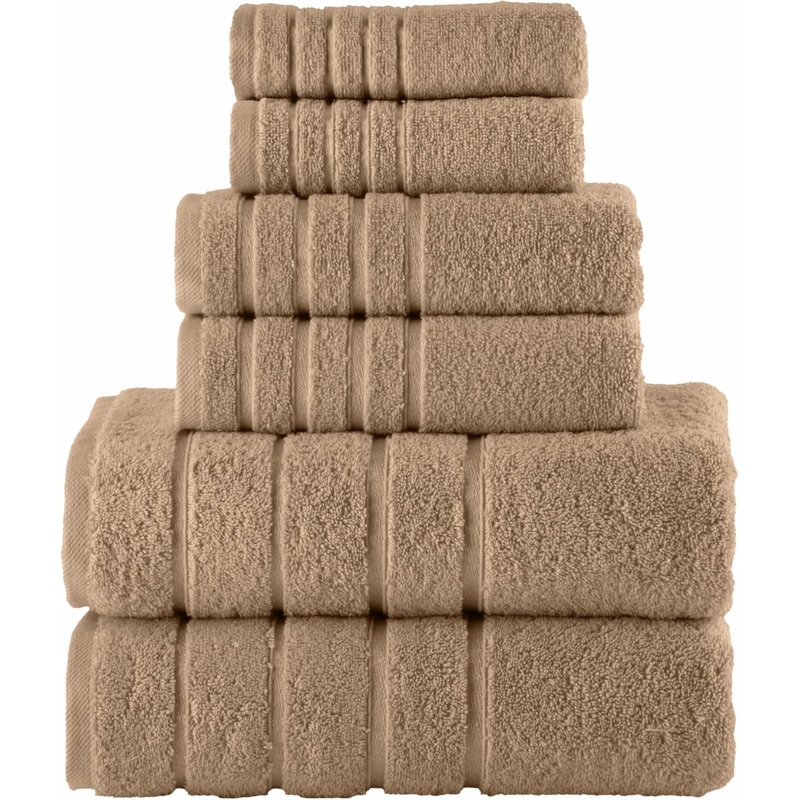 Elegant Comfort 4 Lines Viscose Stripe 6-Piece Premium Towel Set - 100% Turkish Cotton High Absorbent Luxury Bathroom Towels – Includes 2 Washcloths, 2 Hand Towels And 2 Bath Towels Set